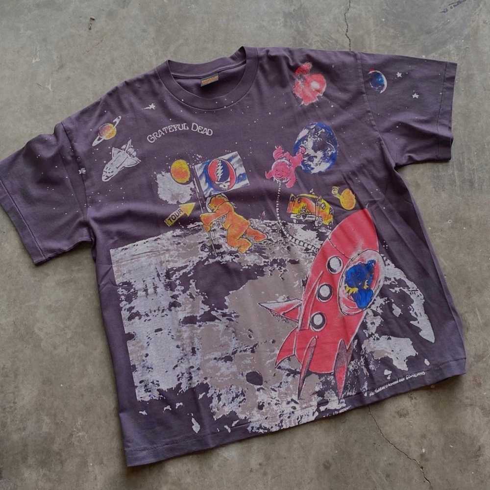 VINTAGE GRATEFUL DEAD TEE. RARE. FADED GREY. SIZE XL. INSANE GRAPHICS FRONT/BACK